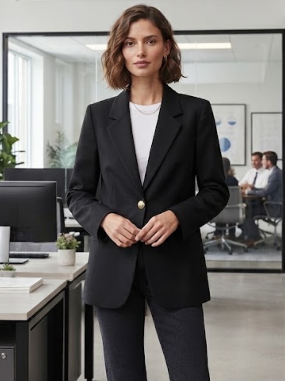NWT Vintage Sag Harbor 100% Wool Classic Black Blazer Gold Button Size 10P